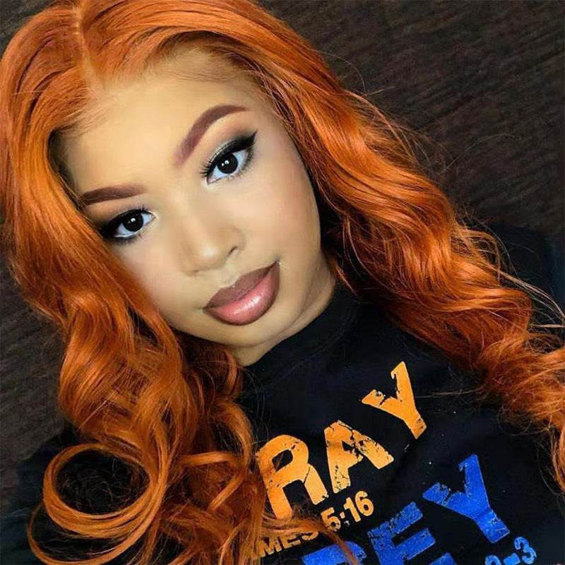 European And American Dark Orange Wig Hair Set Smooth Hair European And American Dark Orange Wig Hair Set Smooth Hair